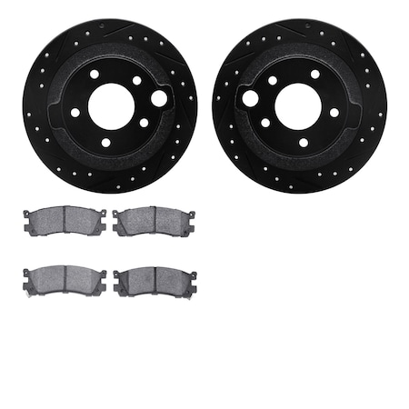 8302-80037, Rotors-Drilled And Slotted-Black With 3000 Series Ceramic Brake Pads, Zinc Coated